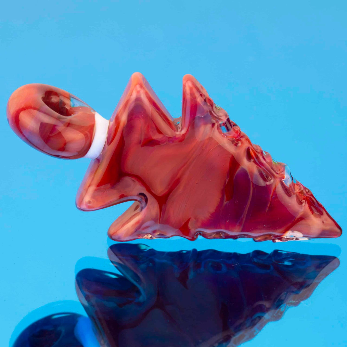 hand-blown glass pendant - Persimmon Strike / Voodoo Camo Arrowhead Pendant by ElksThatRun