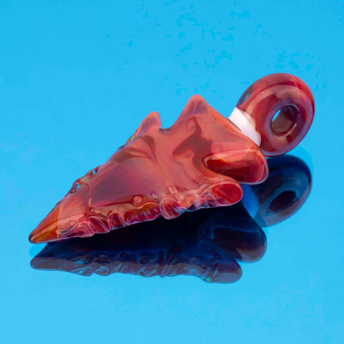 hand-blown glass pendant - Persimmon Strike / Voodoo Camo Arrowhead Pendant by ElksThatRun