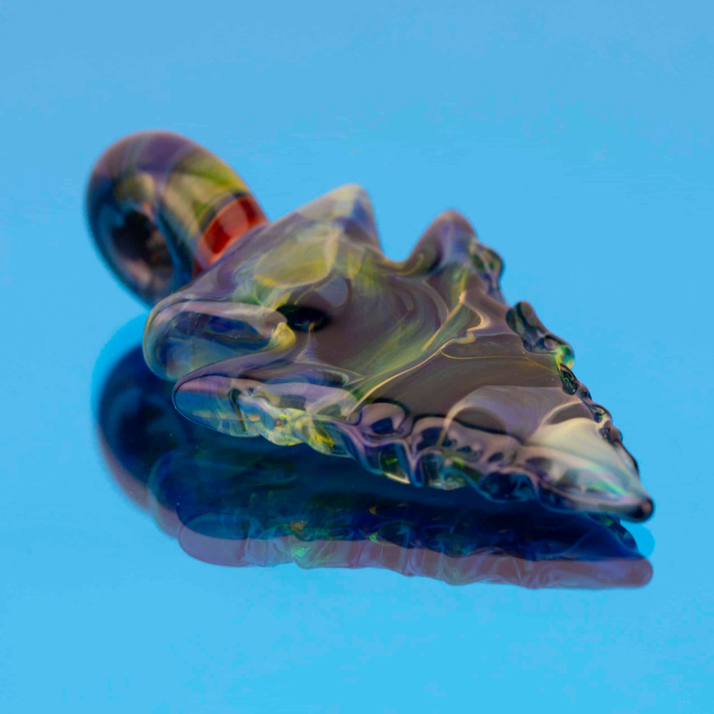 hand-blown glass pendant - Blue Thunder / NS Yellow Camo Arrowhead Pendant by ElksThatRun