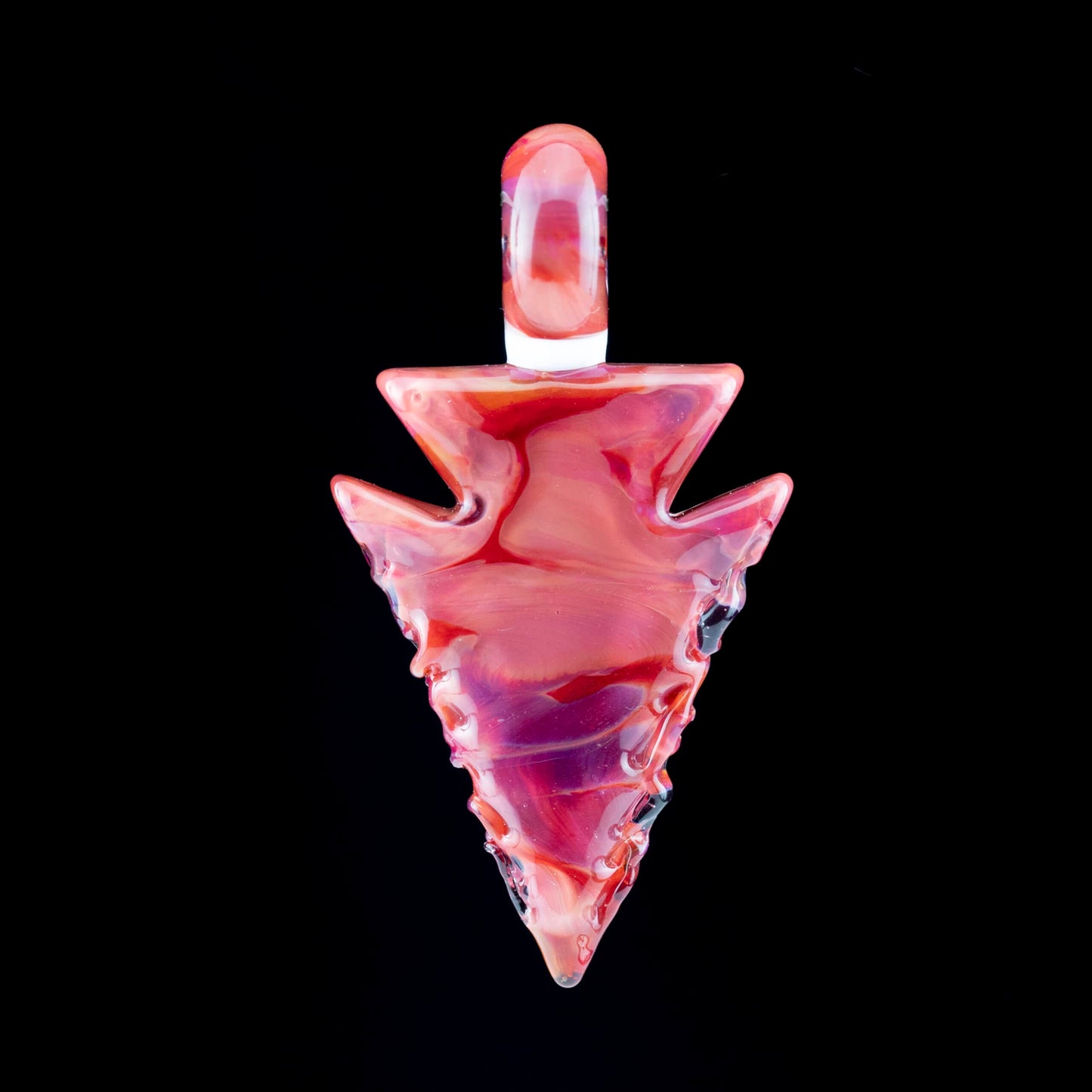 hand-blown glass pendant - Persimmon Strike / Voodoo Camo Arrowhead Pendant by ElksThatRun