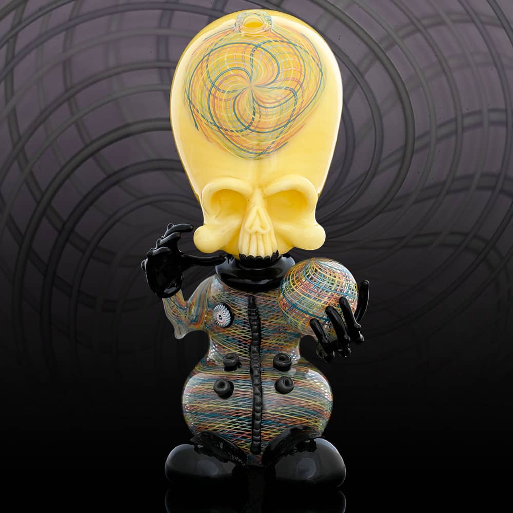 heady design of the Hendy & Jeff Heathbar Collab Rainbow Reticello Alien Ambassador Rig