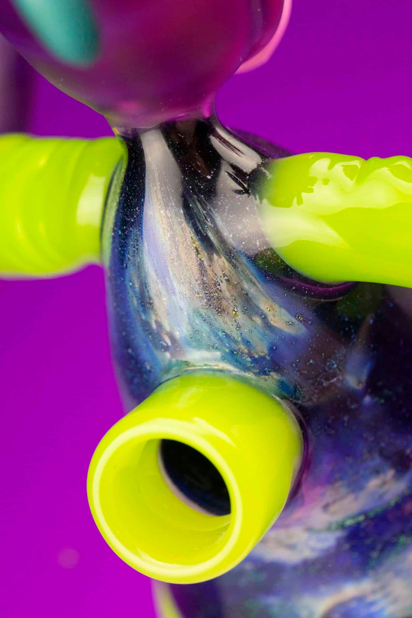 hand-blown design of the Fume City Glass Collaboration Half Body Rig w/ Opal Earrings & Gold Grill by Ryder Glass