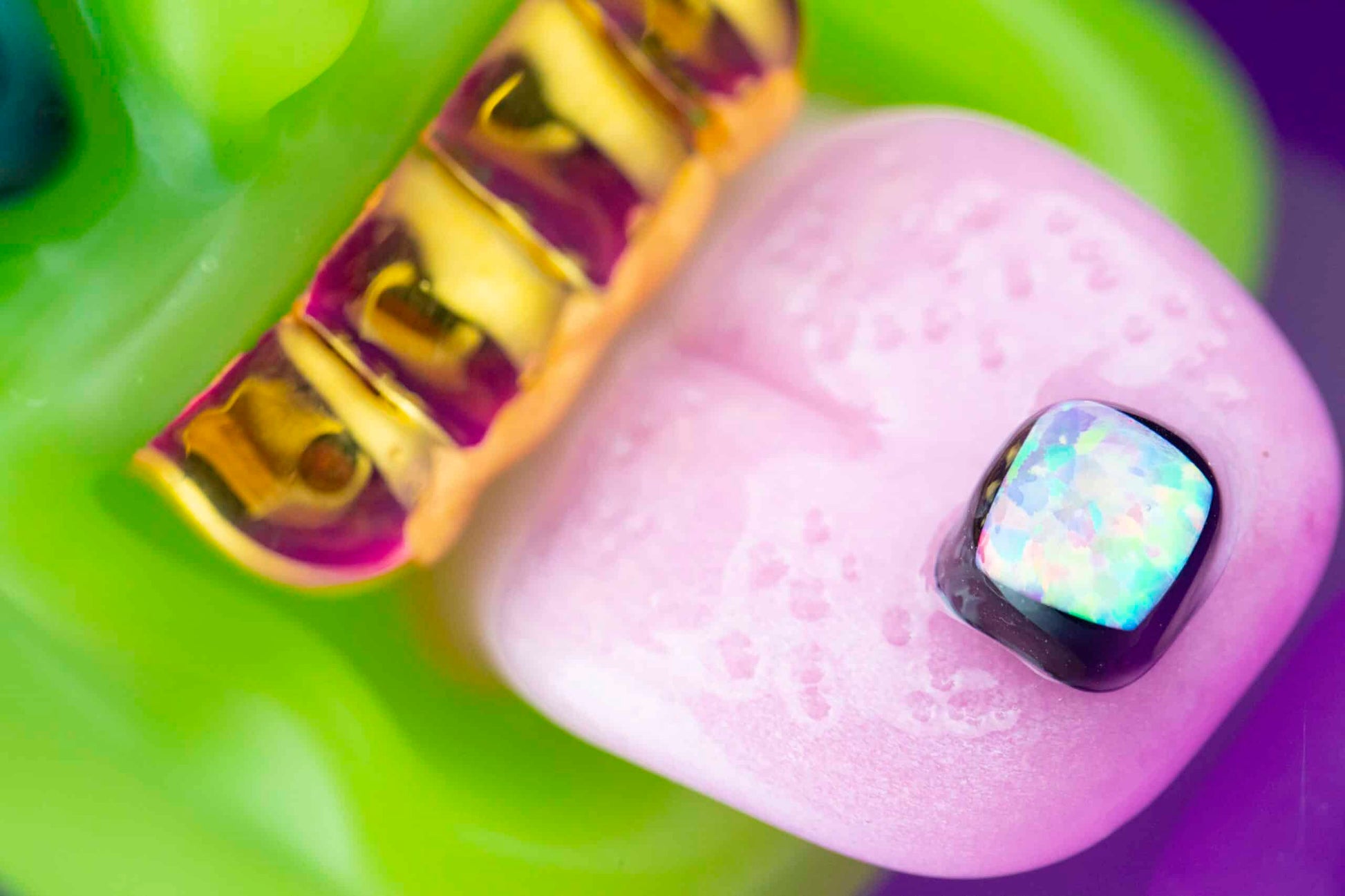 artisan-crafted design of the Head Rig w/ Opal Earrings & Gold Grill by Ryder Glass