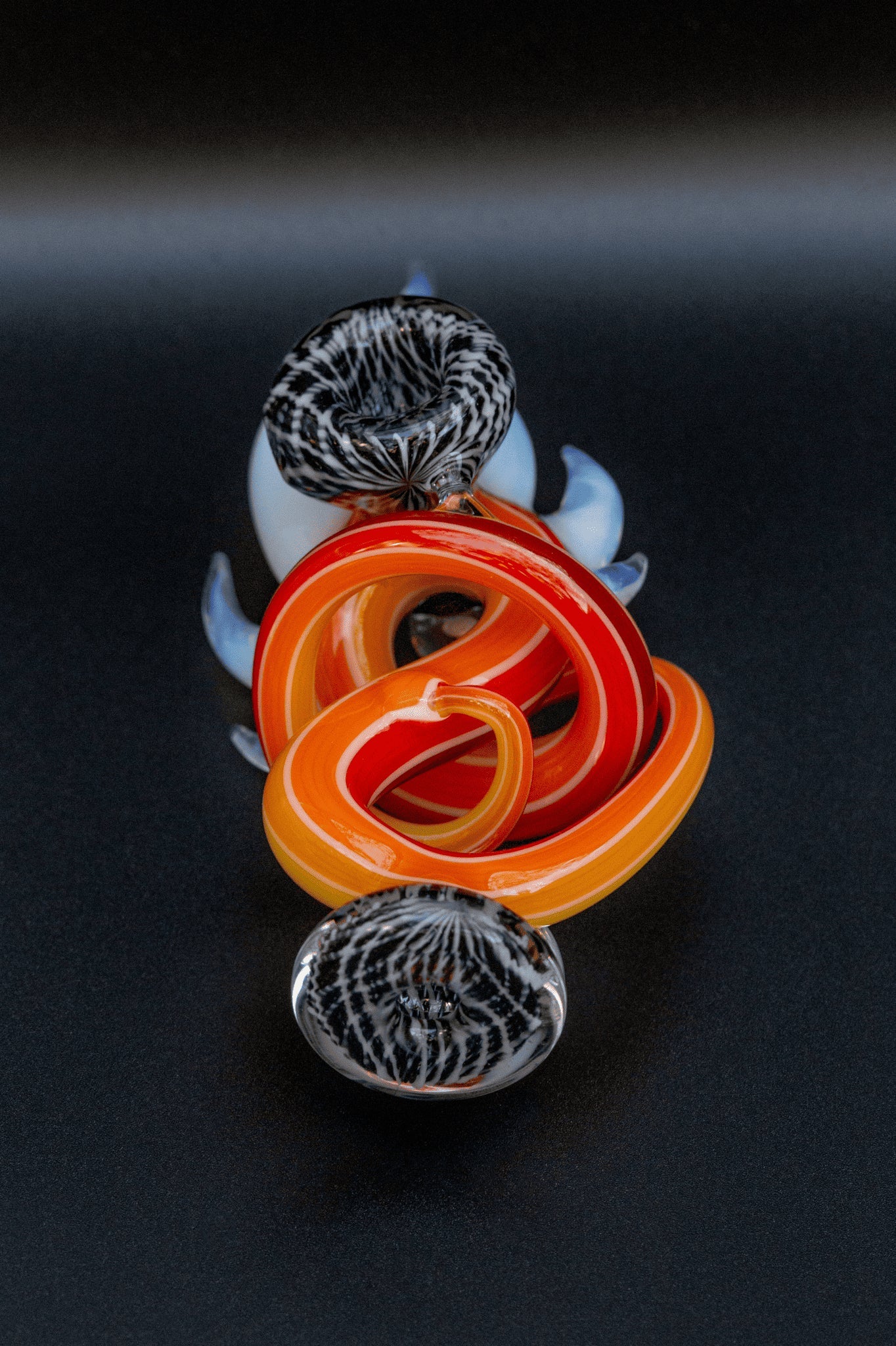 sophisticated art piece - Dry Abstract Bowl w/ Black & White Reticello Lines by Cambria Glass