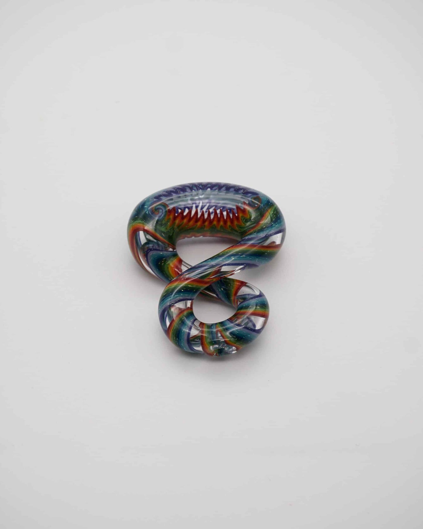 artisan-crafted glass pendant - Rainbow Wig Wag w/ Pearl Inside Pendant by NateyLove