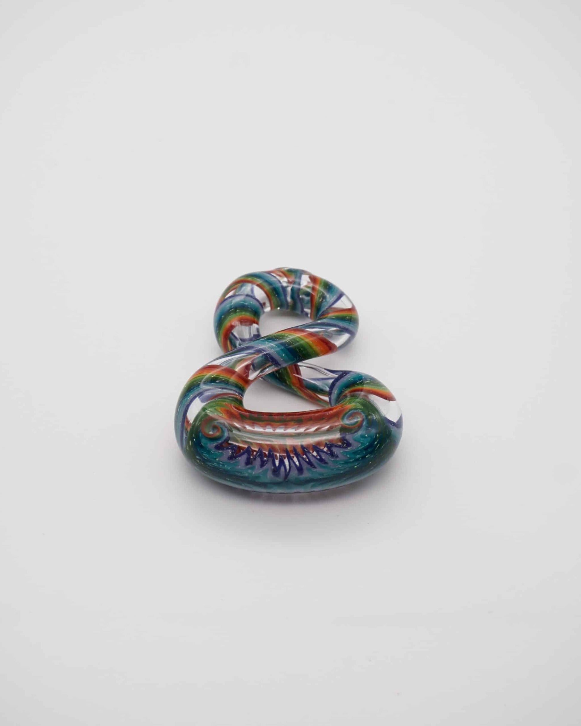 artisan-crafted glass pendant - Rainbow Wig Wag w/ Pearl Inside Pendant by NateyLove