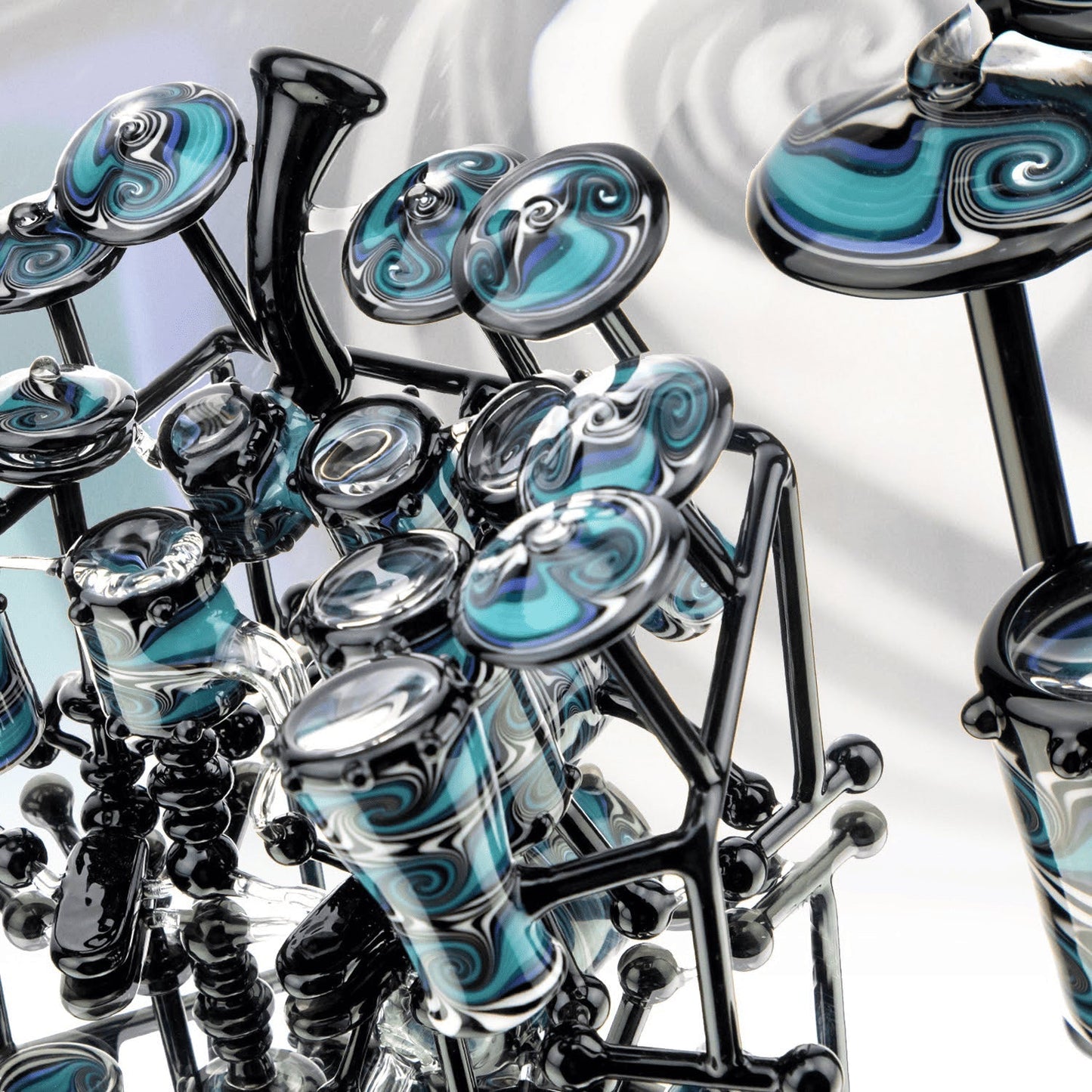 artisan-crafted art piece - Aqua Azul Drum Set by AJ Roberts