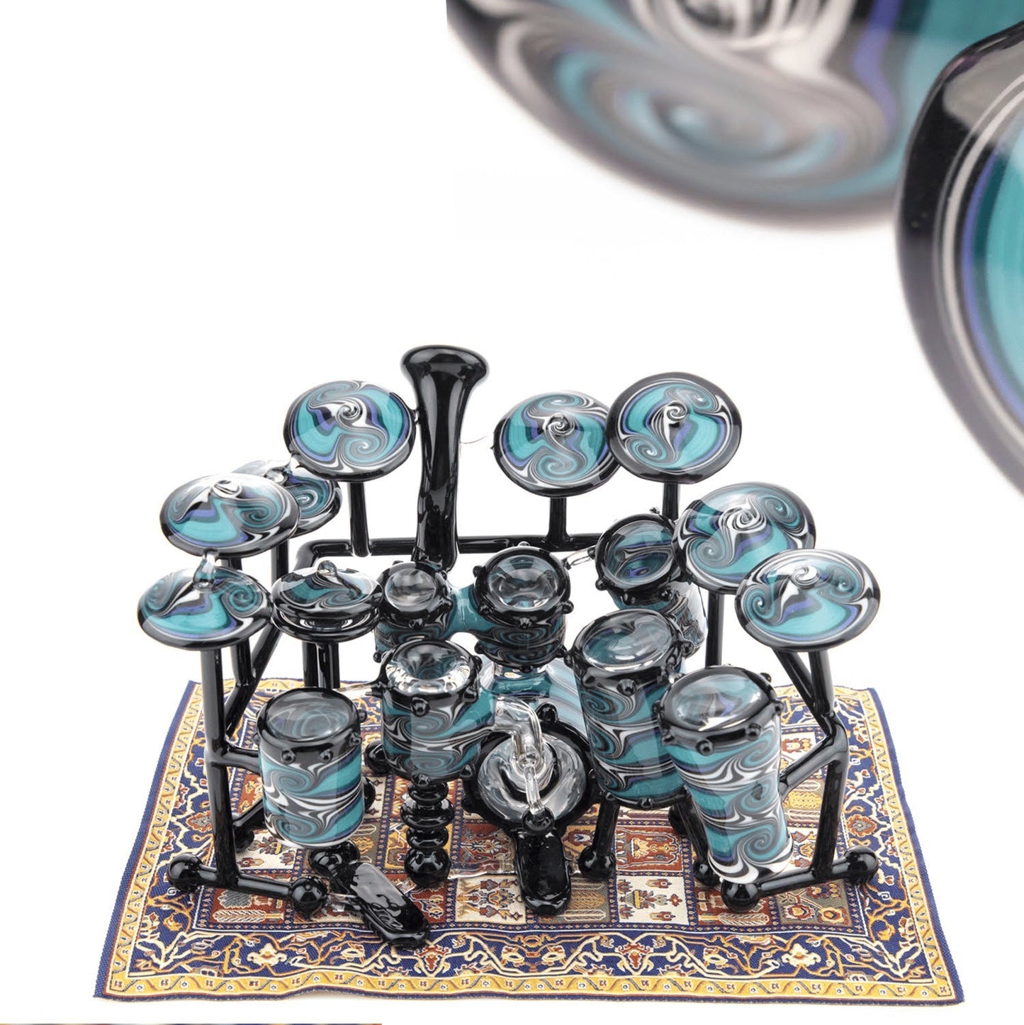 artisan-crafted art piece - Aqua Azul Drum Set by AJ Roberts