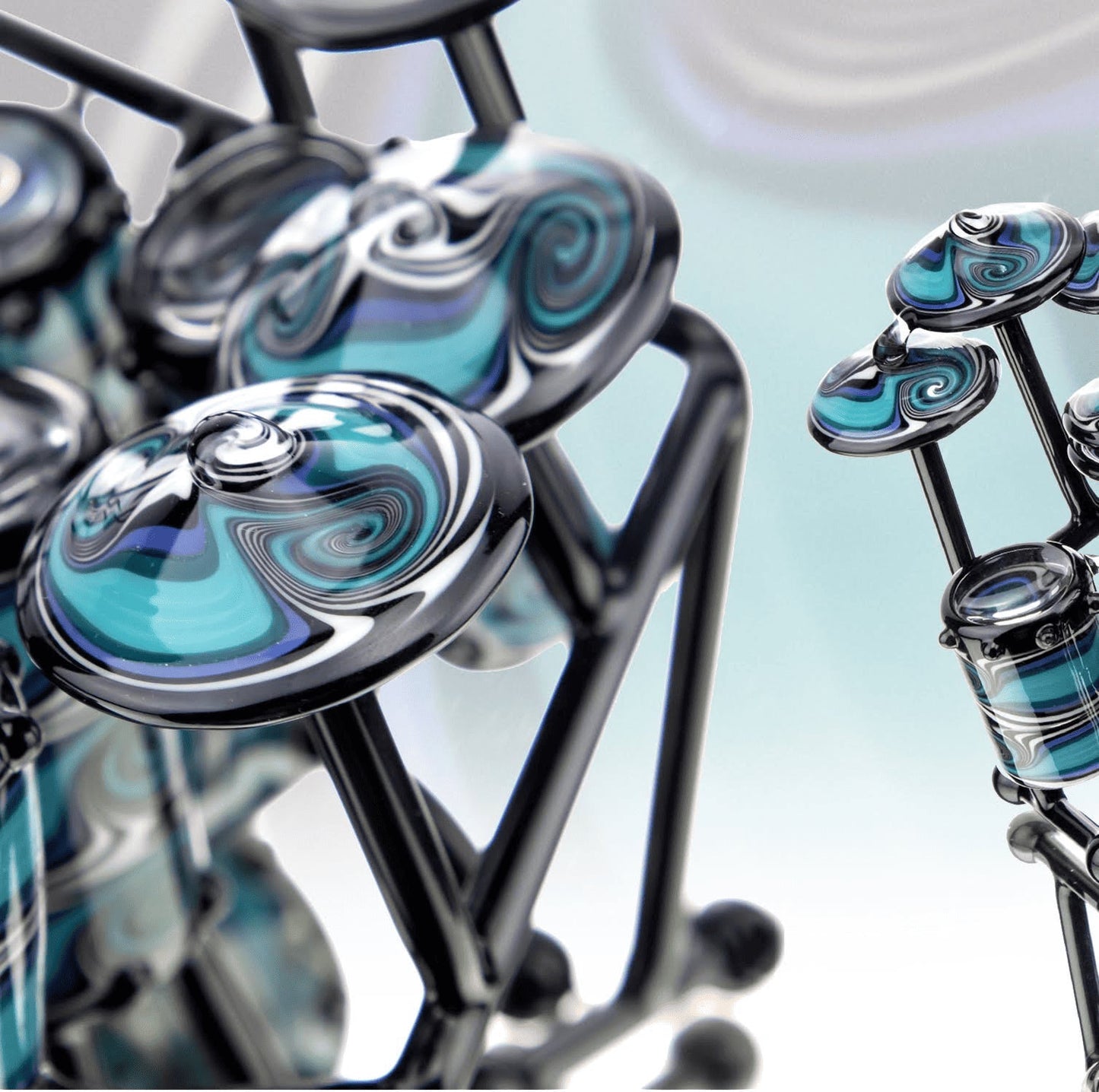 artisan-crafted art piece - Aqua Azul Drum Set by AJ Roberts