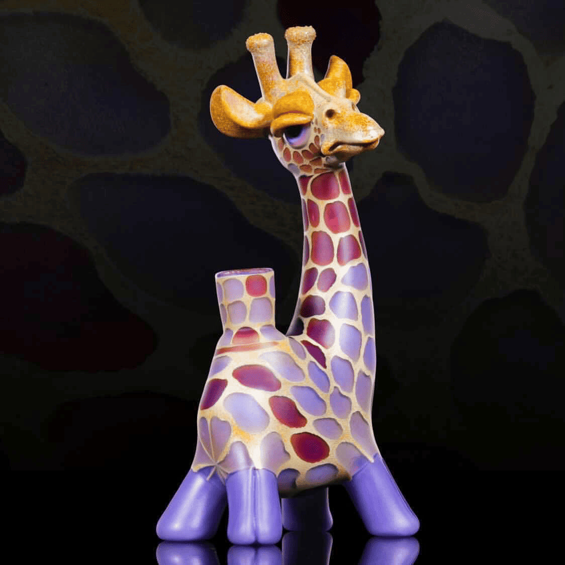 hand-blown design of the Giraffe Rig Set by Robertson Glass (w/ Matching Pendant, Spinner Cap, Terp Pearls (2), and Pelican Case)