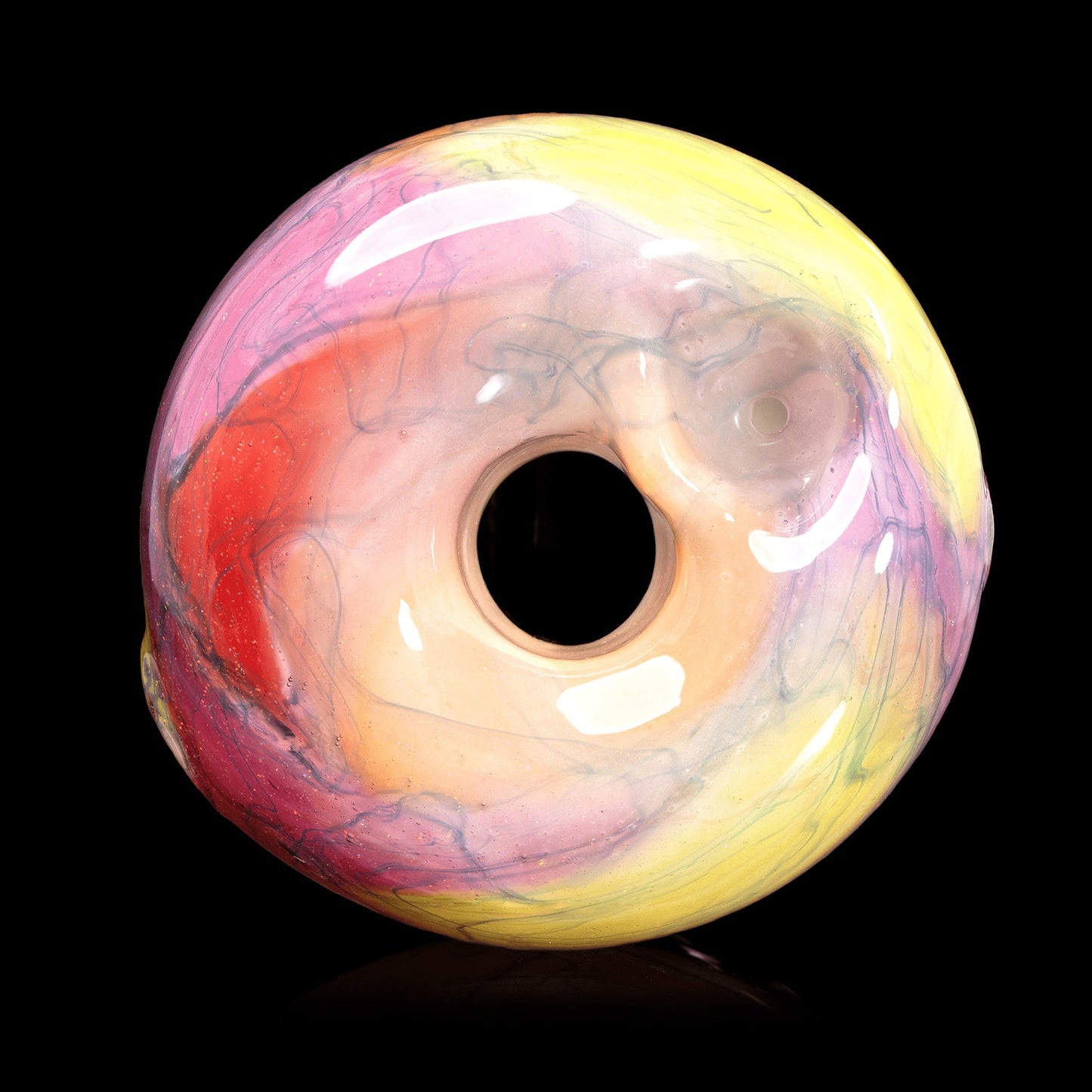 artisan-crafted art piece - Red Frosted Scribble Donut Bowl with White Swirl by KGB x Scomo Moanet (2021)