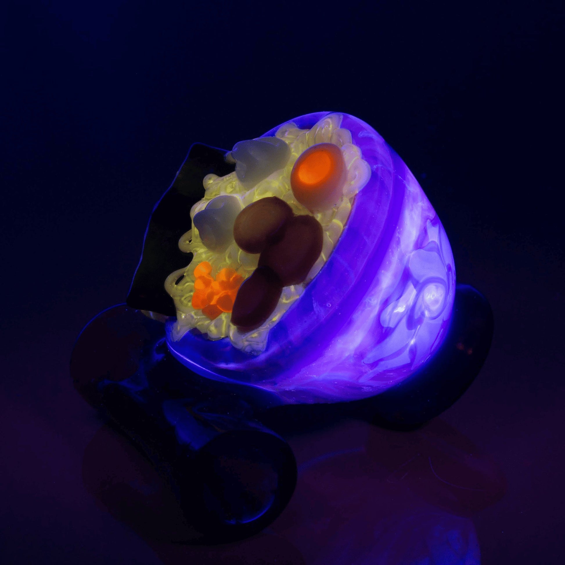 meticulously crafted glass pendant - Large UV Rose Pattern Ramen Pendant (A) by Dojo Glass