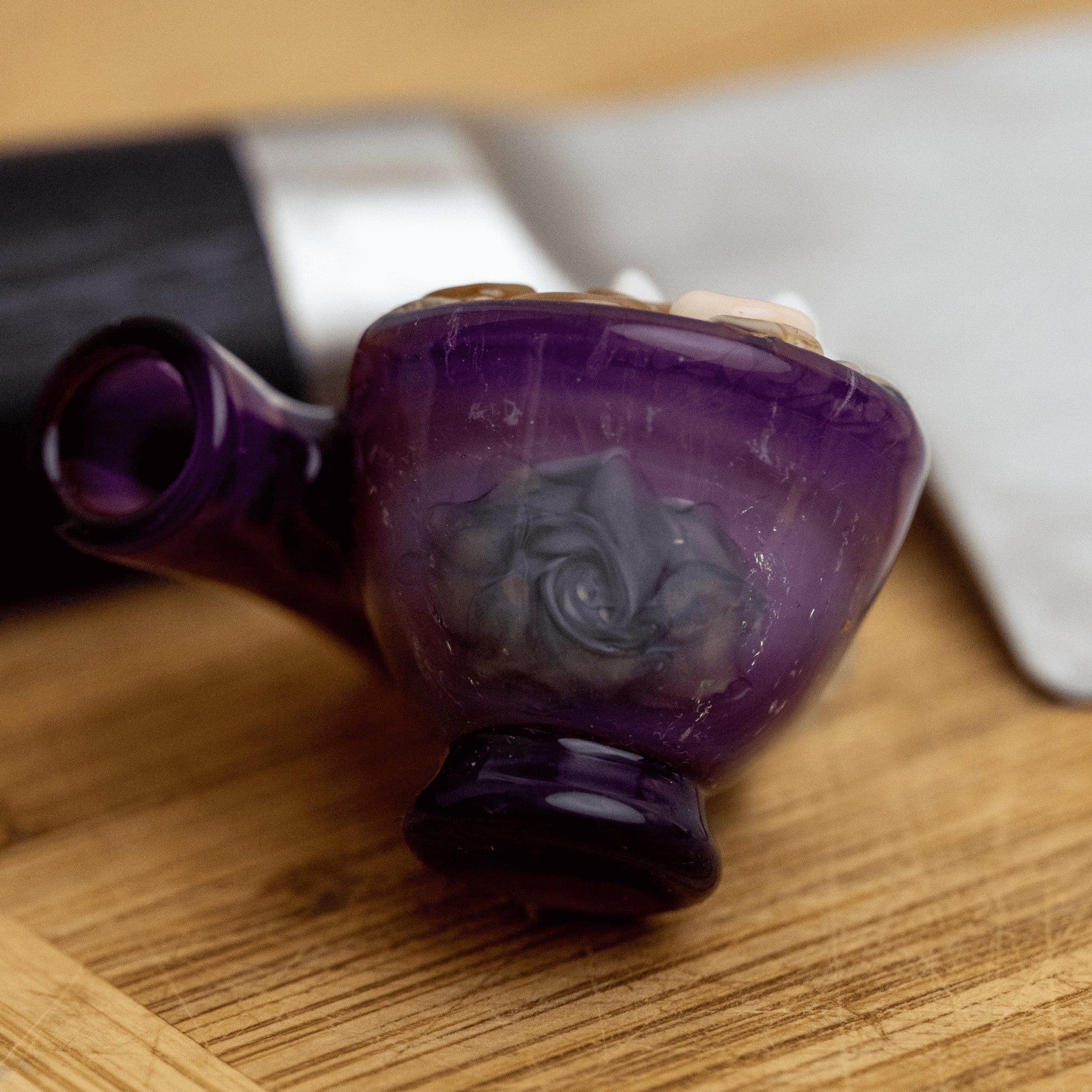 meticulously crafted glass pendant - Large UV Rose Pattern Ramen Pendant (A) by Dojo Glass