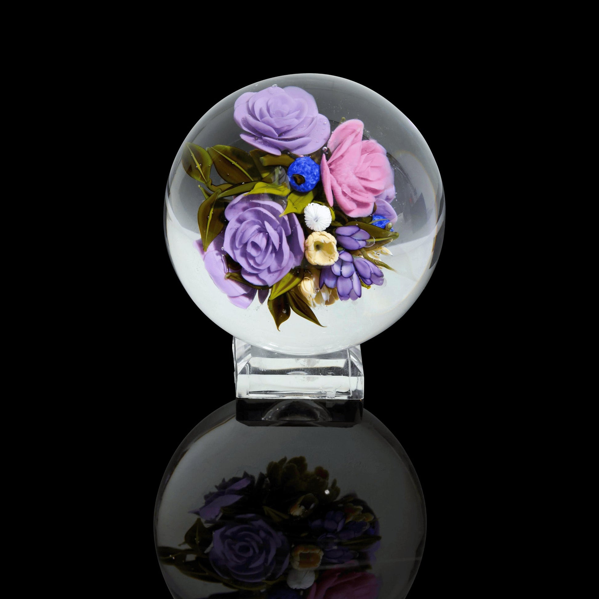 exquisite art piece - Encased Flower Bouquet Marble by Akihiro Glass