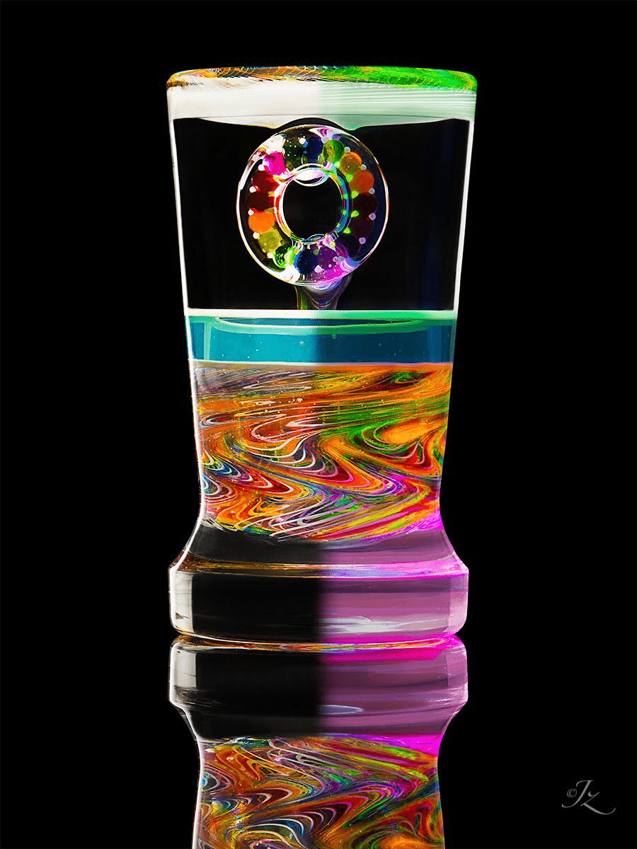 artisan-crafted art piece - Shot Glass Collaboration by Karma Glass x Stephan Peirce (Coffee + Colada 2022)
