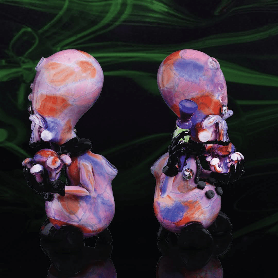 hand-blown art piece - Scribble Invader Collaboration by Hendy Glass x Scomo (2022 Release)