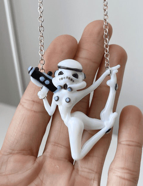 artisan-crafted glass pendant - Solo Storm Trooper Pendant by Sibelley (Cyber Punks 2022 Release)