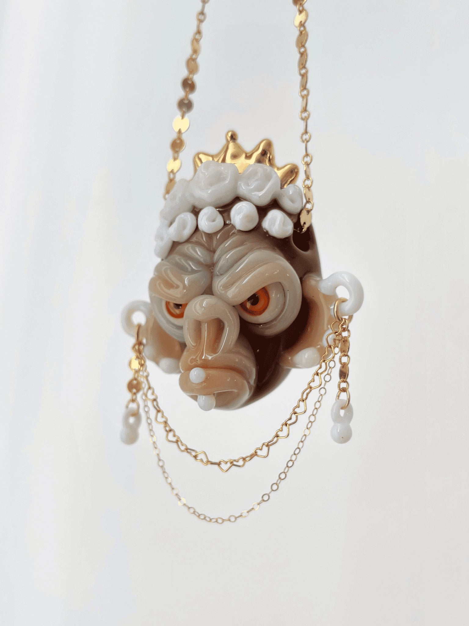 artisan-crafted glass pendant - Collab Princess Coyle Head Pendant by Sibelley x Coyle (Cyber Punks 2022 Release)