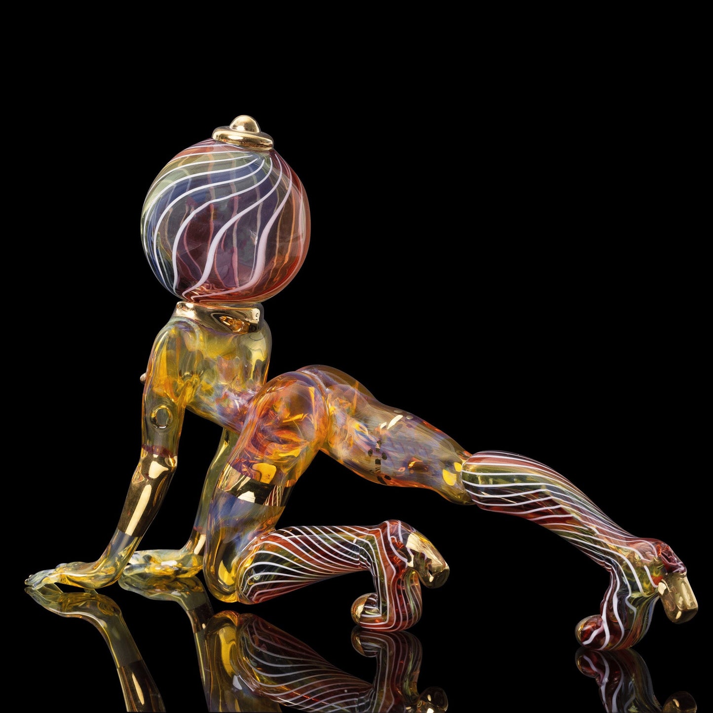 artisan-crafted design of the Collab Astronaut Girl Dry Pipe by Sibelley x Karma Glass (Cyber Punks 2022 Release)