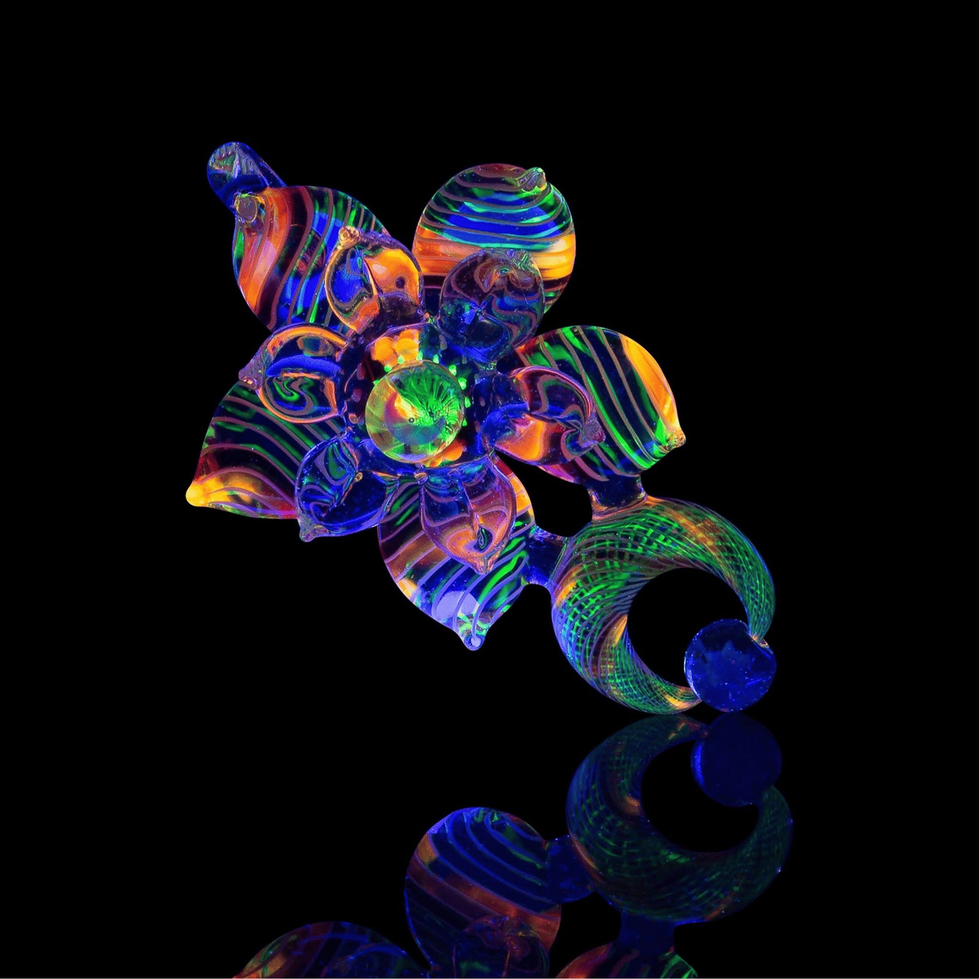 artisan-crafted glass pendant - Collab Pendant (C) by Mars Glassworks x Karma Glass (Rainbow Equinox 2022)