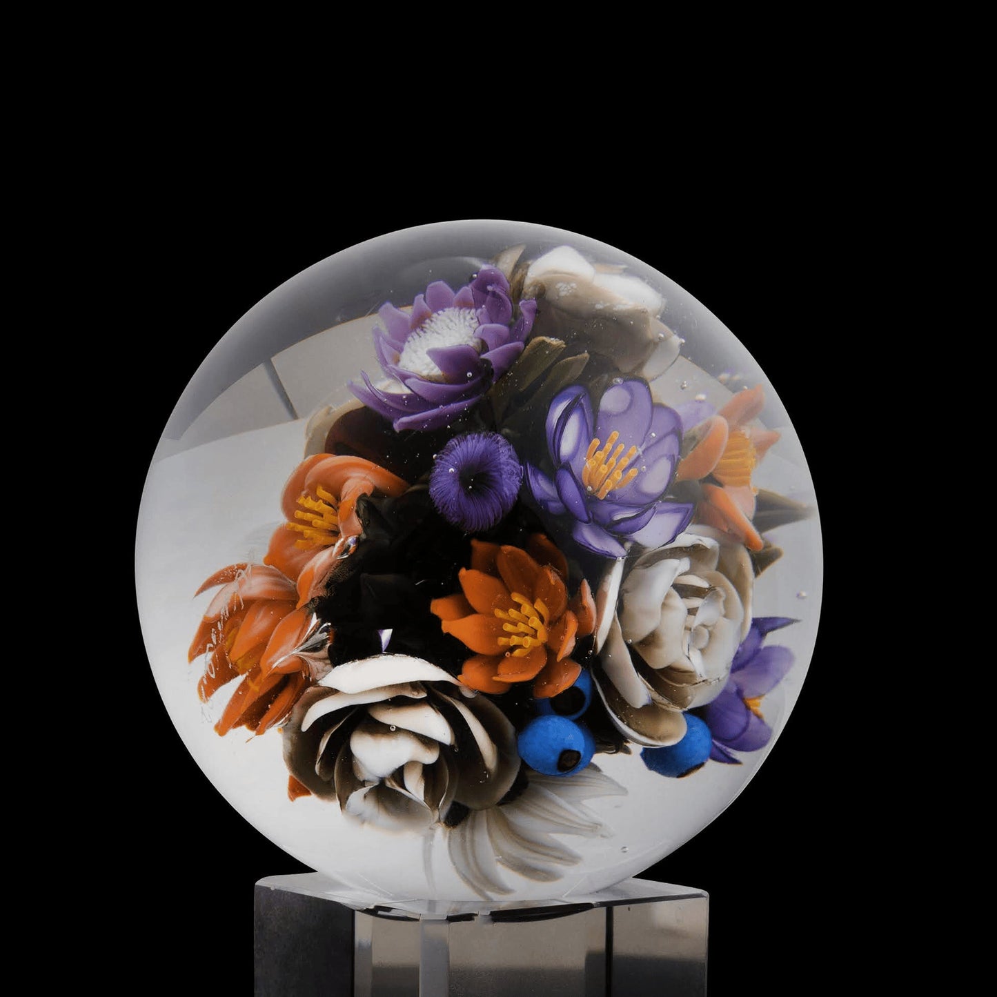 hand-blown art piece - Encased Vacuum Flower Marble by Akihiro Glass (SCOPE 2022)