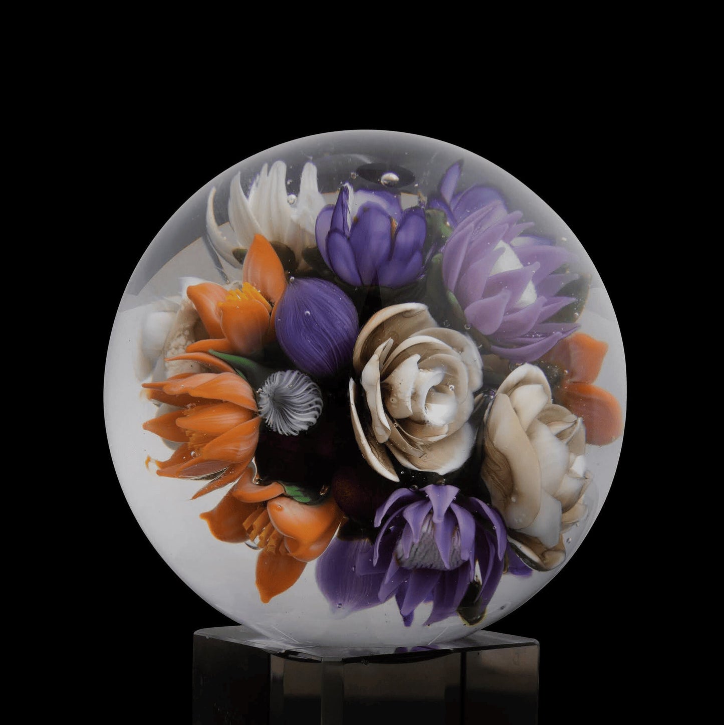hand-blown art piece - Encased Vacuum Flower Marble by Akihiro Glass (SCOPE 2022)