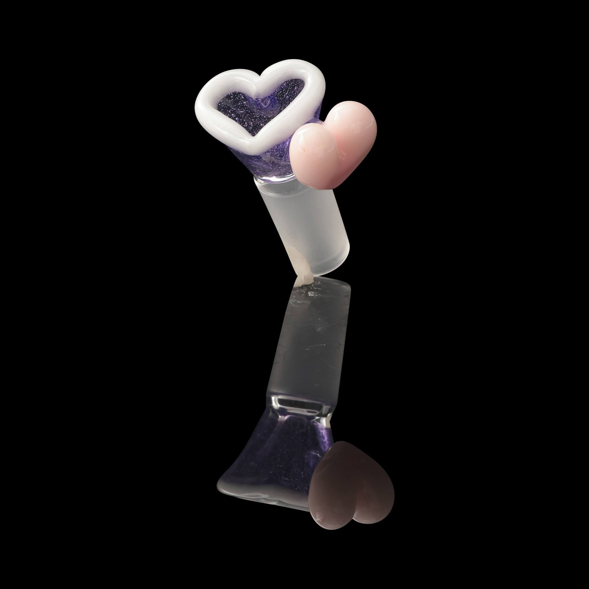 meticulously crafted art piece - Purple with White Lip 14mm Male Love (B) Slide by Sakibomb (2023)