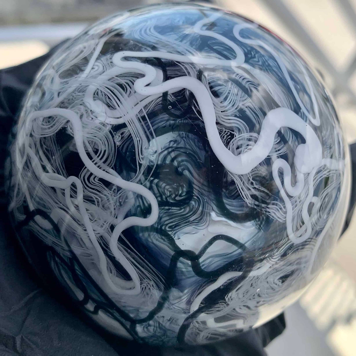 hand-blown art piece - Black & White and White & Black Marble by Scomo Moanet (SCOPE 2022)