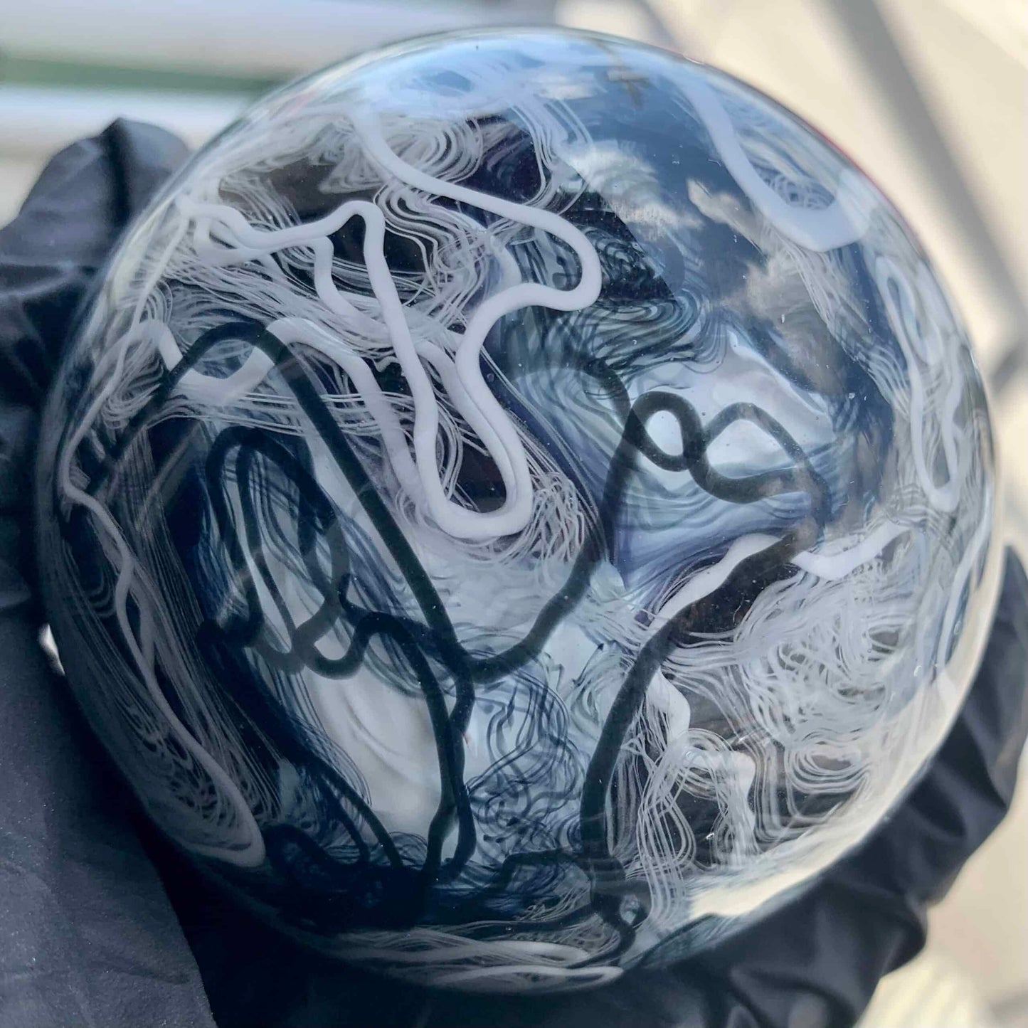 hand-blown art piece - Black & White and White & Black Marble by Scomo Moanet (SCOPE 2022)