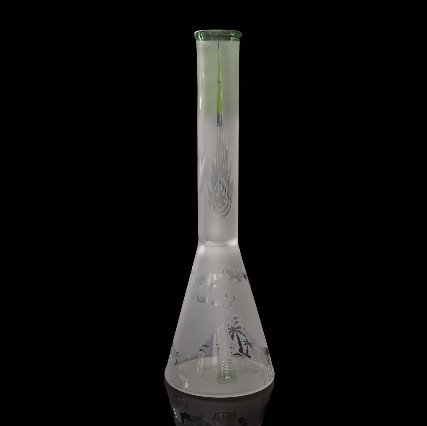 heady art piece - Green Sandblasted Beaker by Subliminal Glass (2023 Release)