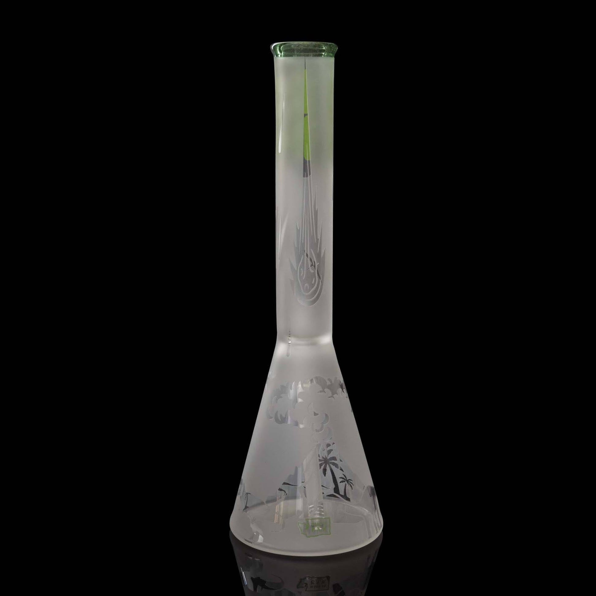 heady art piece - Green Sandblasted Beaker by Subliminal Glass (2023 Release)