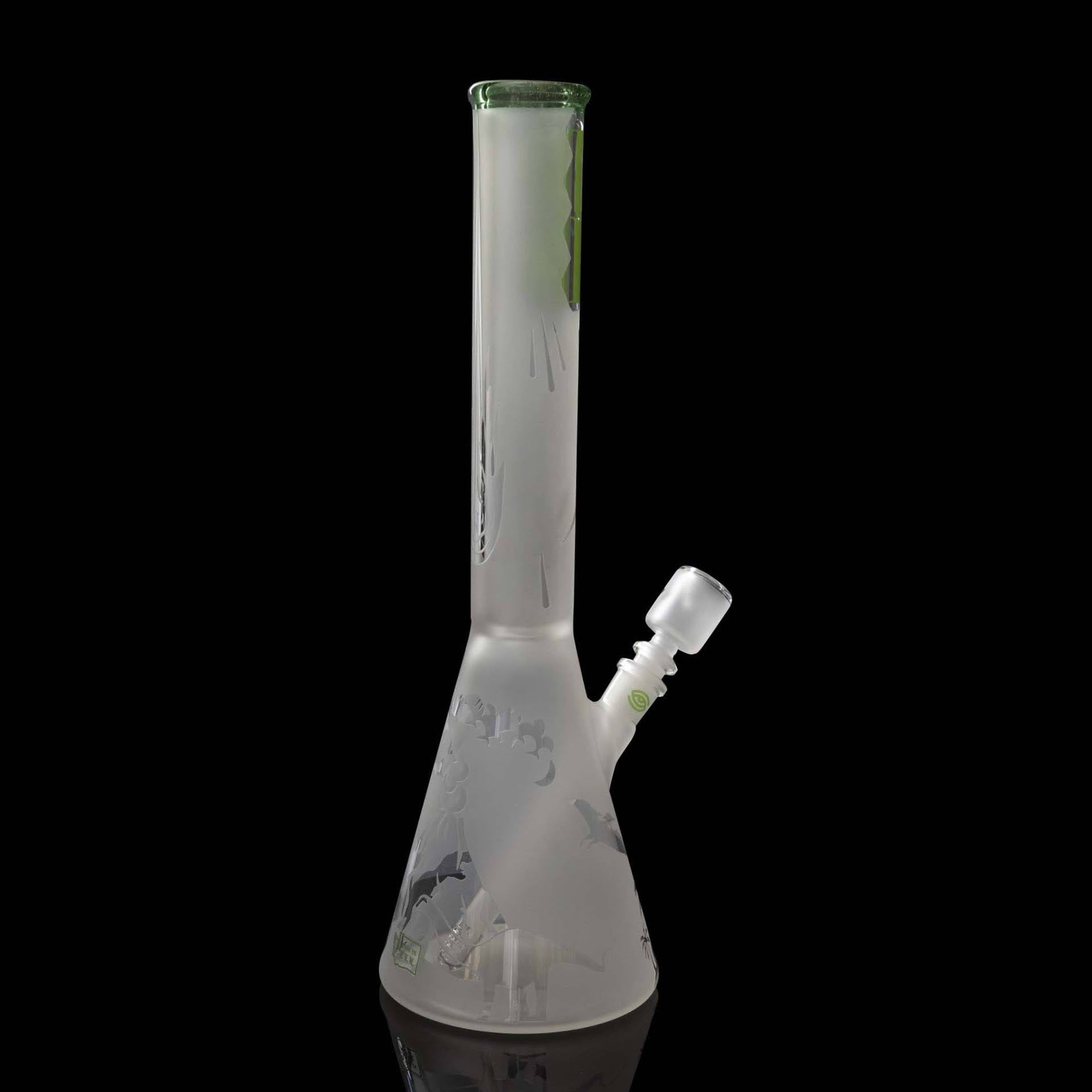 heady art piece - Green Sandblasted Beaker by Subliminal Glass (2023 Release)