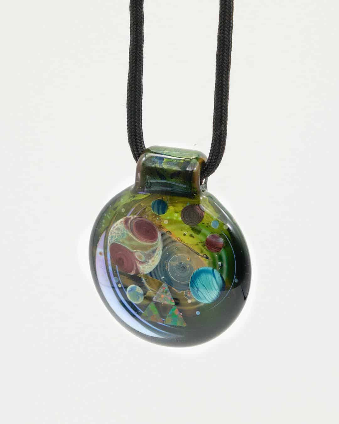 artisan-crafted glass pendant - Opalated Galaxy Pendant #1 by Jolex