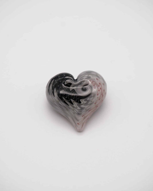 heady glass pendant - Black / White Heart Pendant by NateyLove