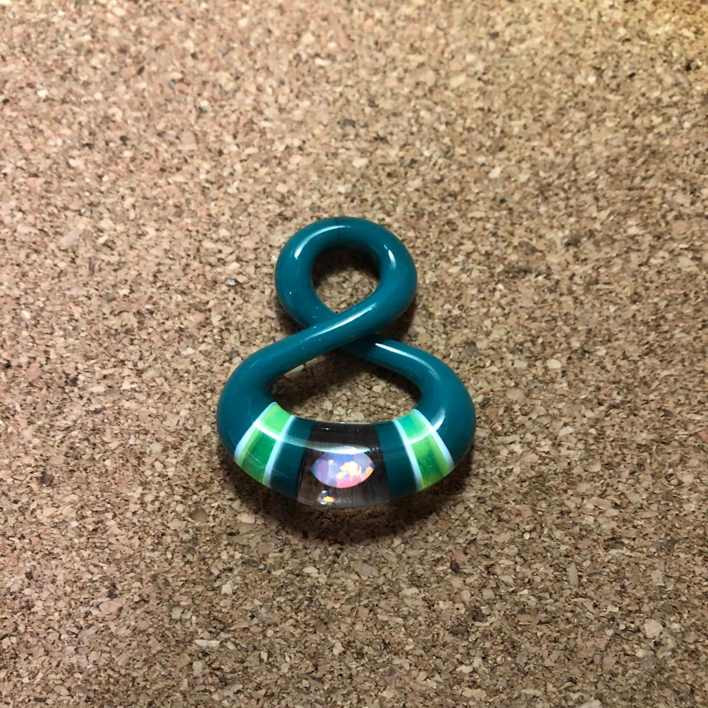 innovative glass pendant - Aqua Azul / Slime / Lotus Worked Full Size Infinity Pendant w/ Marquise Opal by NateyLove