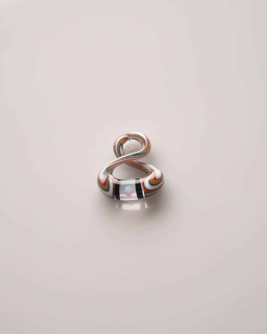 hand-blown glass pendant - Rainbow Wig Wag Worked Mini Infinity Pendant by NateyLove