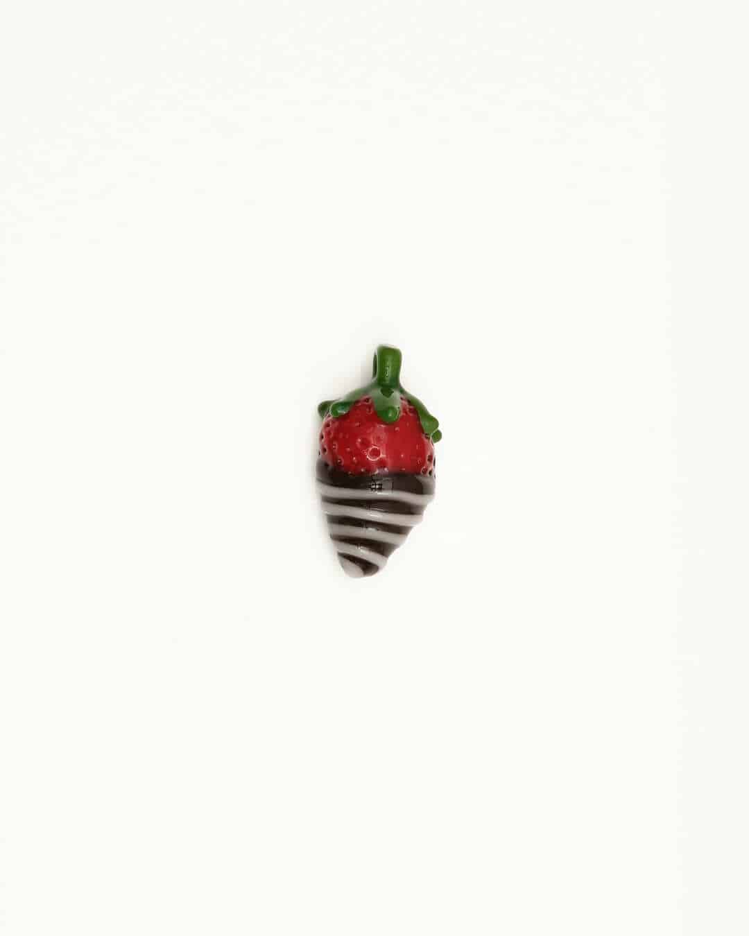 artisan-crafted glass pendant - (14C) Chocolate Strawberry Pendant by Gnarla Carla