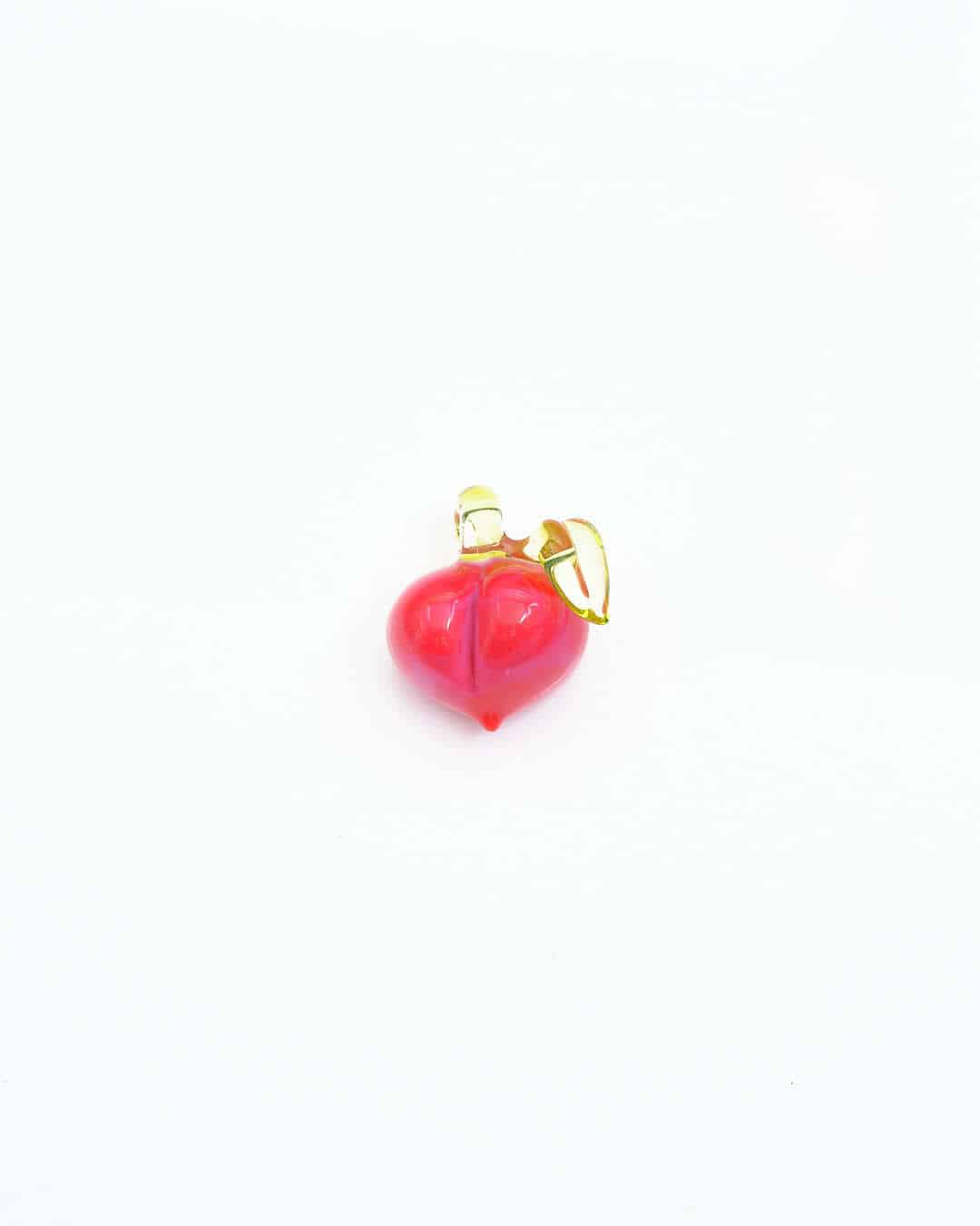 luxurious glass pendant - (42C) Red Peach w/ UV Green Stem Pendant by Gnarla Carla