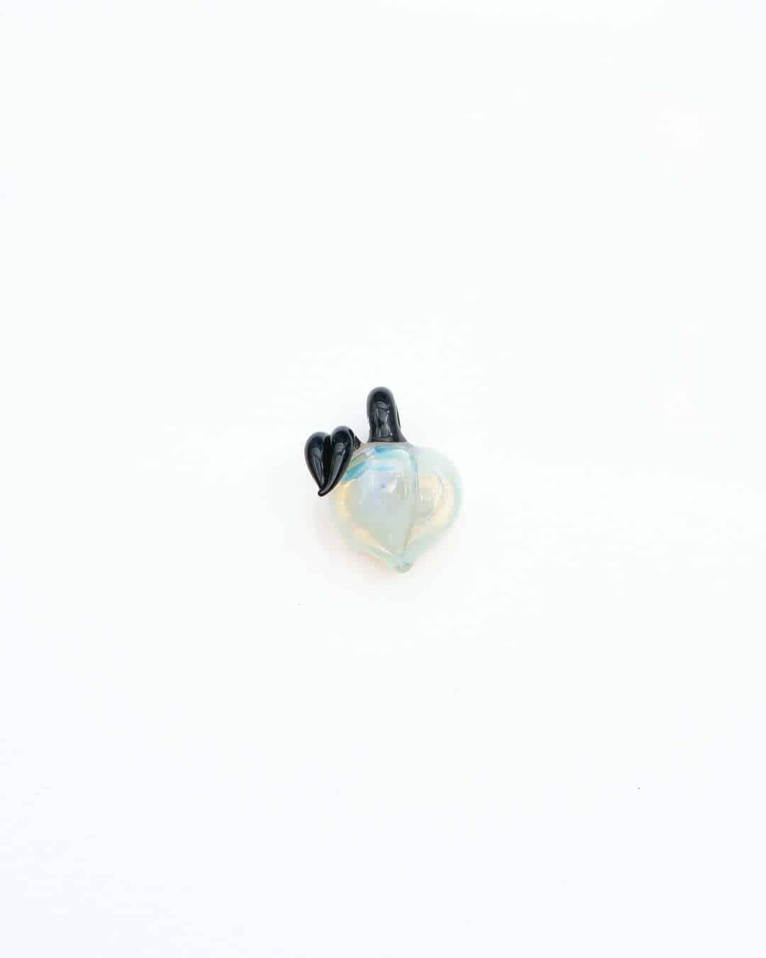 artisan-crafted glass pendant - (40C) UV Light Blue/Pink Peach w/ Black Stem Pendant by Gnarla Carla