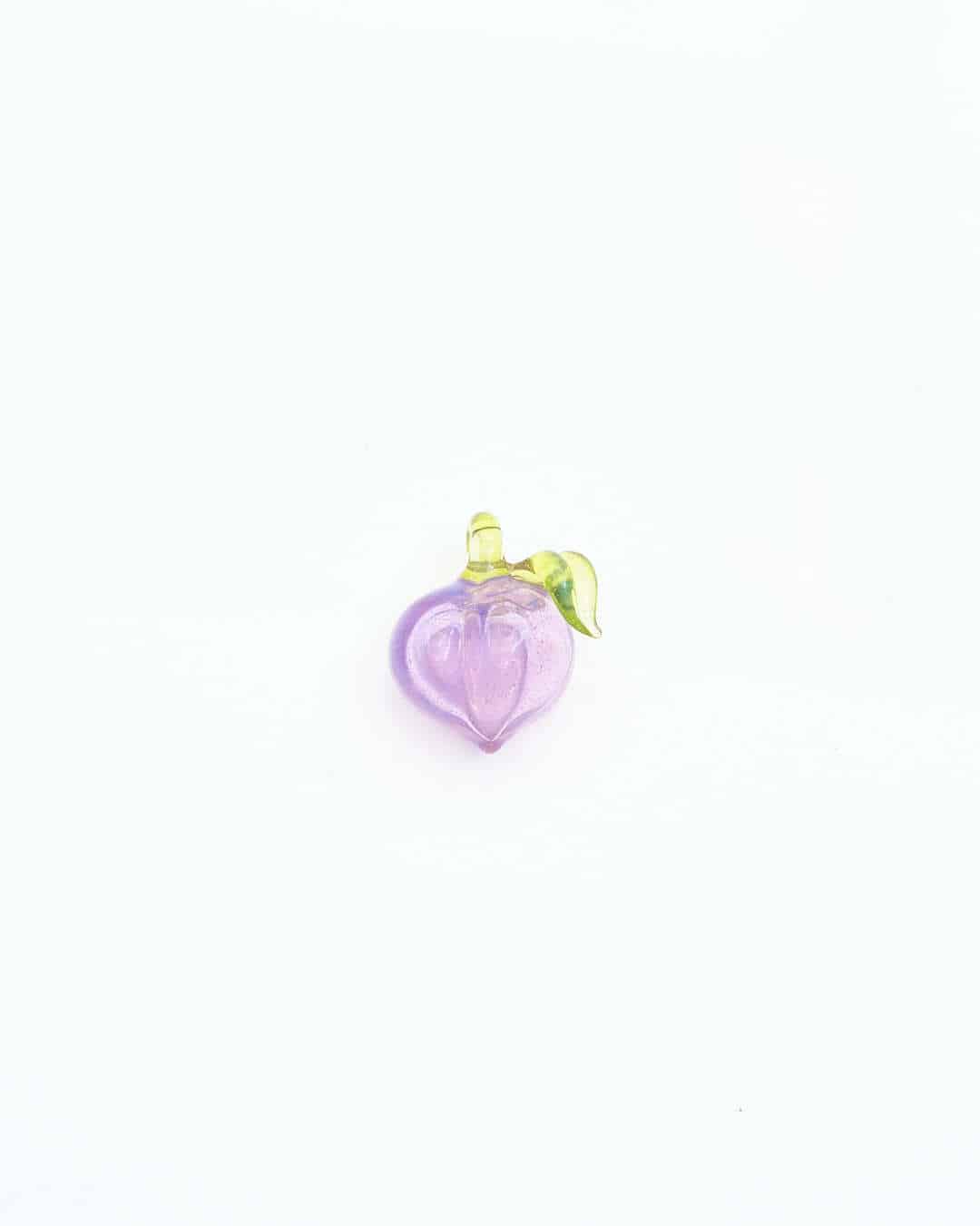 meticulously crafted glass pendant - (26C) Purple Peach w/ Light Green Stem Pendant by Gnarla Carla