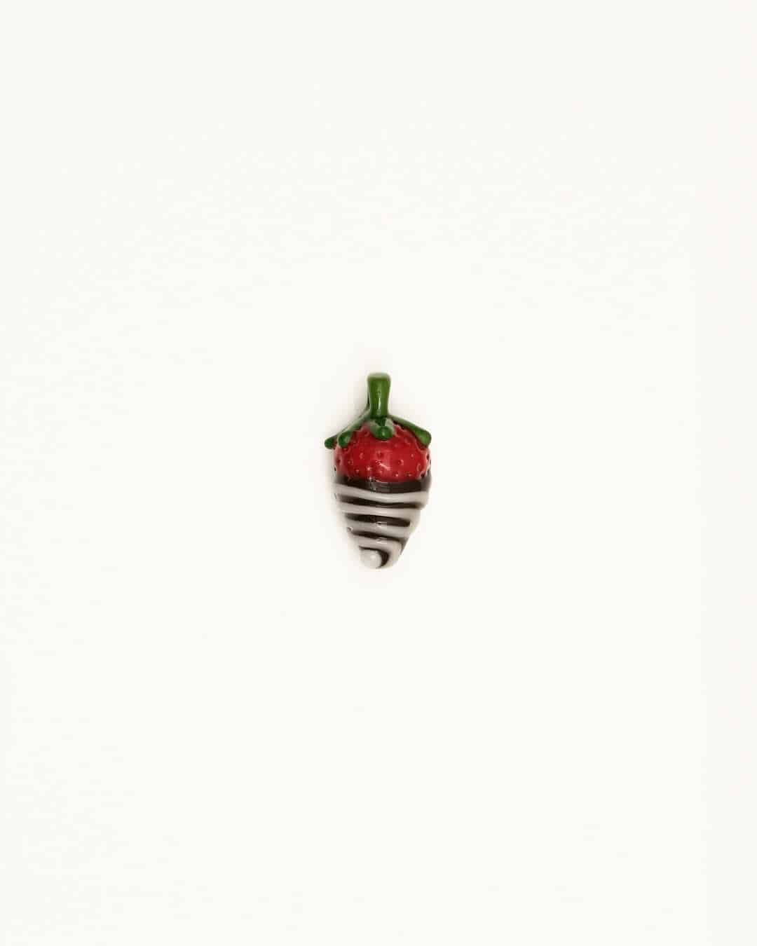 artisan-crafted glass pendant - (13C) Chocolate Strawberry Pendant by Gnarla Carla