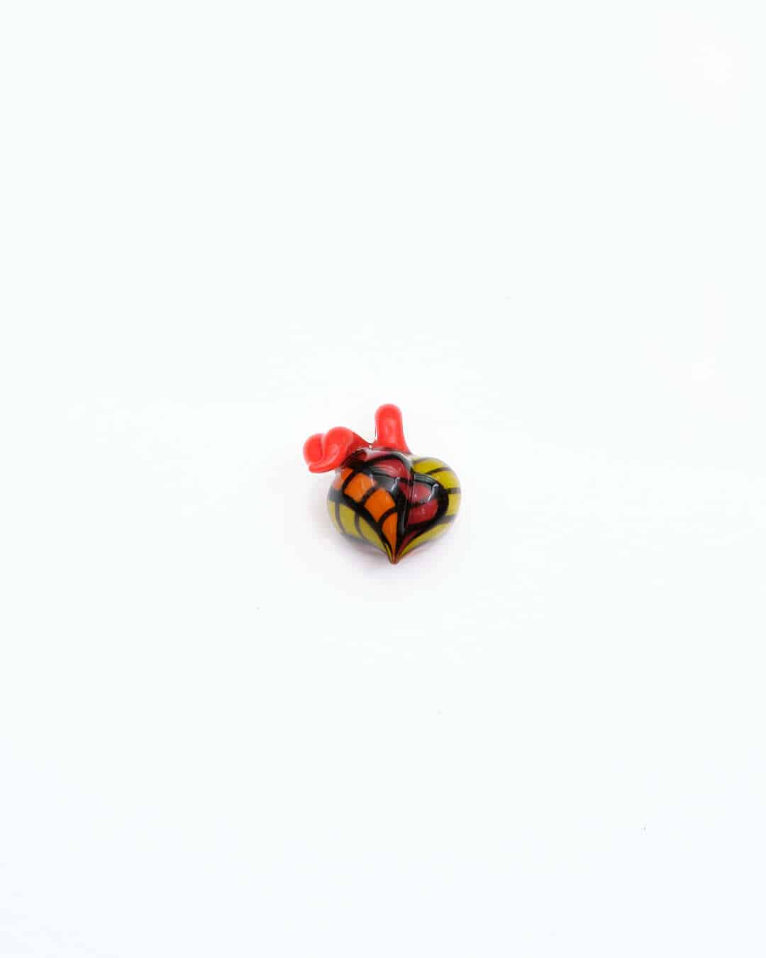 artisan-crafted glass pendant - (21C) Red/Orange/Yellow Reticello Peach Pendant by Gnarla Carla