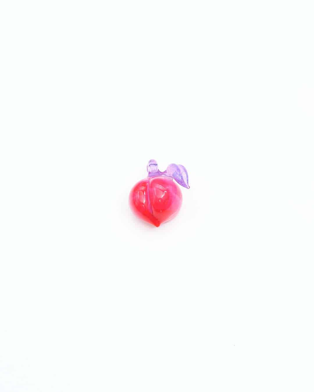 artisan-crafted glass pendant - (7C) Red Peach w/ Purple/Pink Stem Pendant by Gnarla Carla