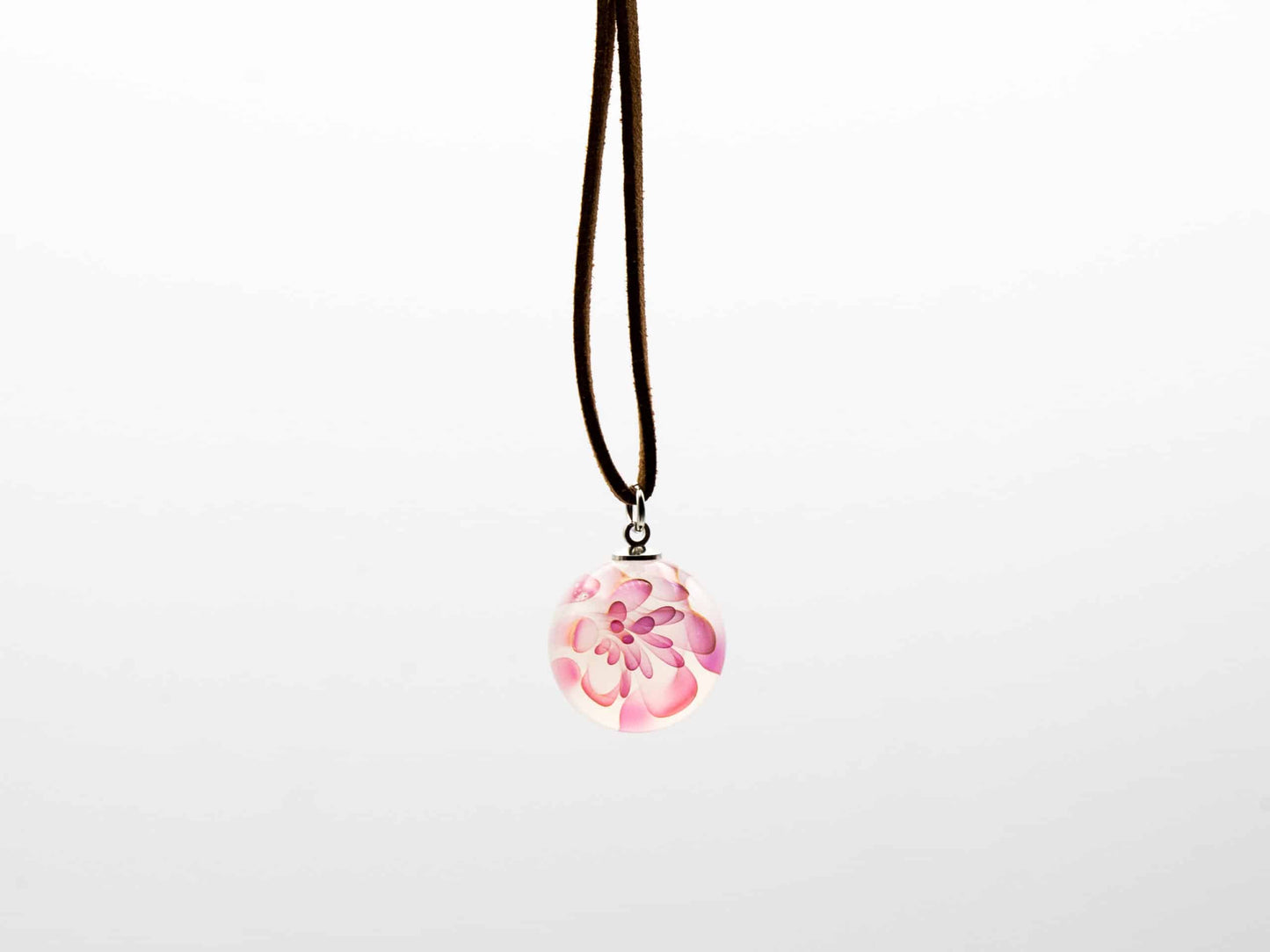 meticulously crafted glass pendant - (CS3) Small White Cherry Blossom Pendant by ColorWorks