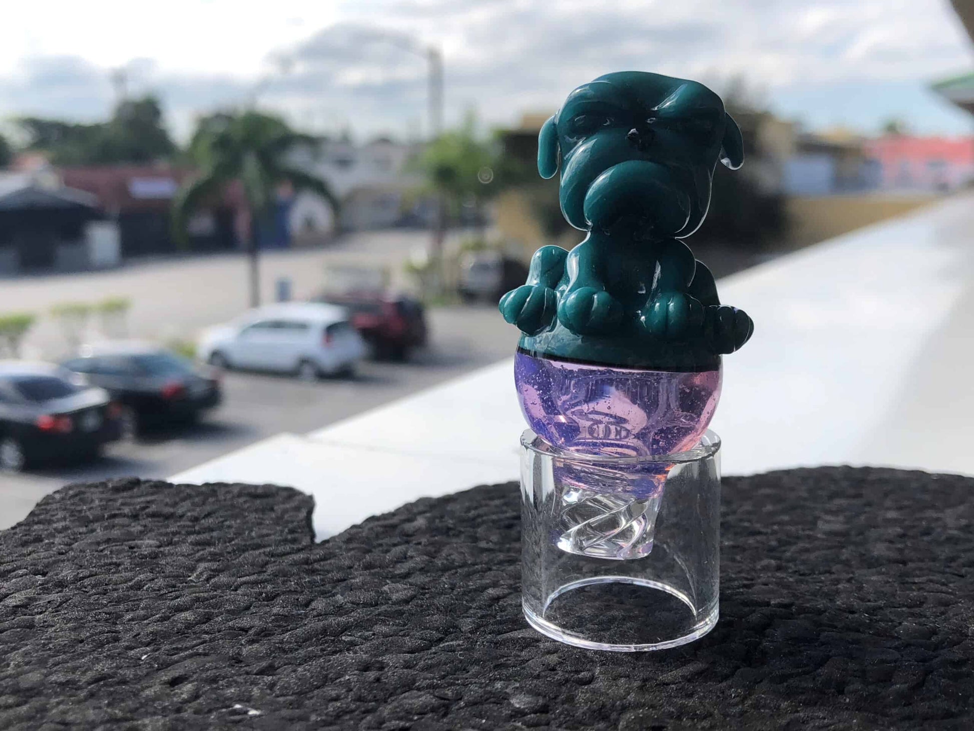 trendy design of the Aqua/Purple Bullie Spinner Carb Cap by Swanny