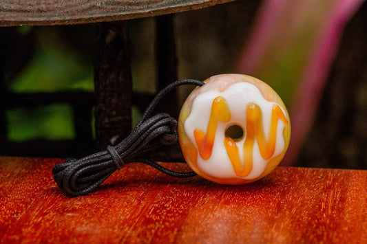 luxurious glass pendant - (SK4) White/Orange Frosted Donut Collab Pendant by KGB &amp; Scomo Moanet