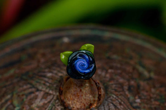 innovative glass pendant - Two Leaf Blue Rose Pendant by Sakibomb
