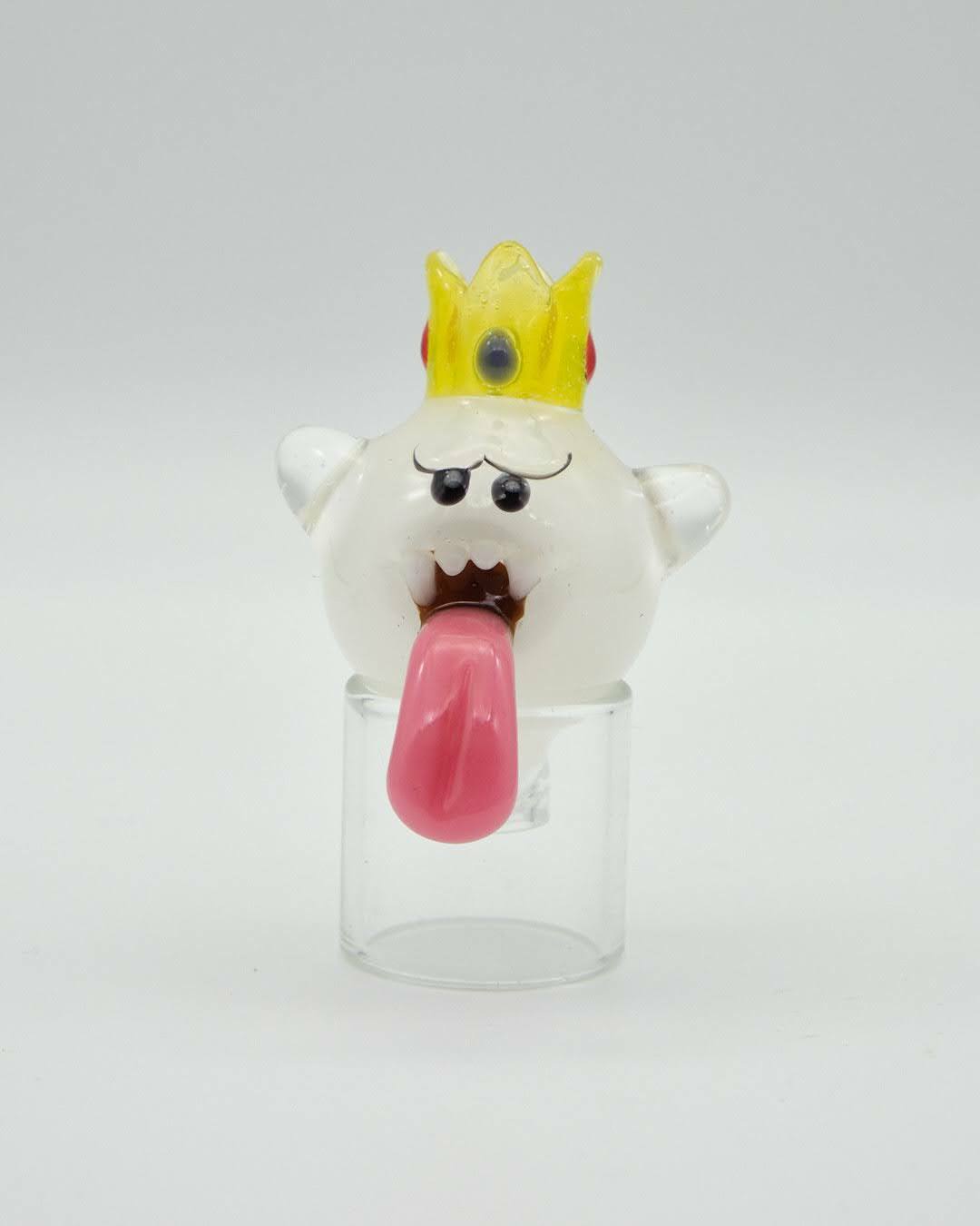 soft design of the King Boo UV Reactive Spinner Carb Cap by Saiyan Glass
