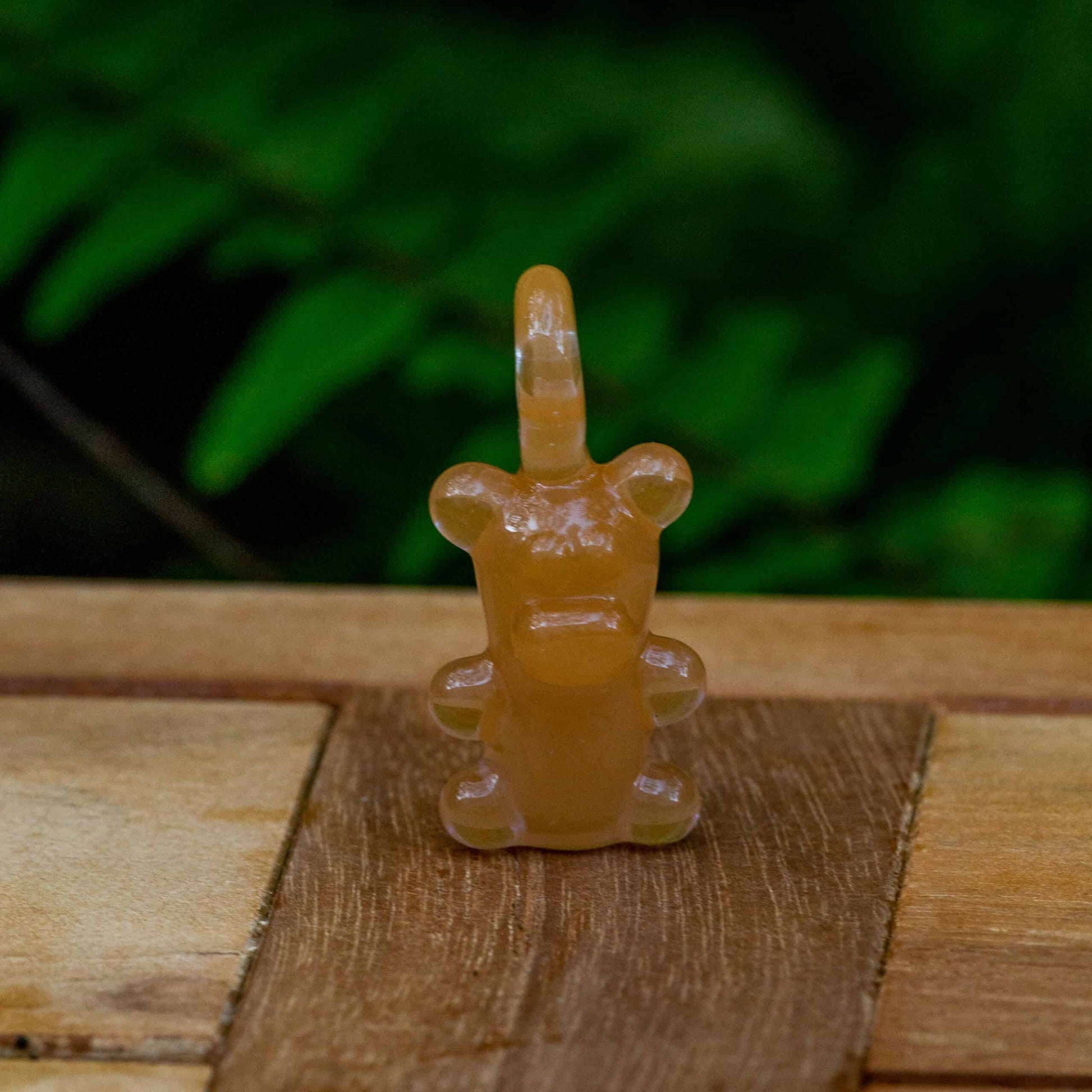 artisan-crafted glass pendant - Peach Heady Bear Pendant by Alexander the Great