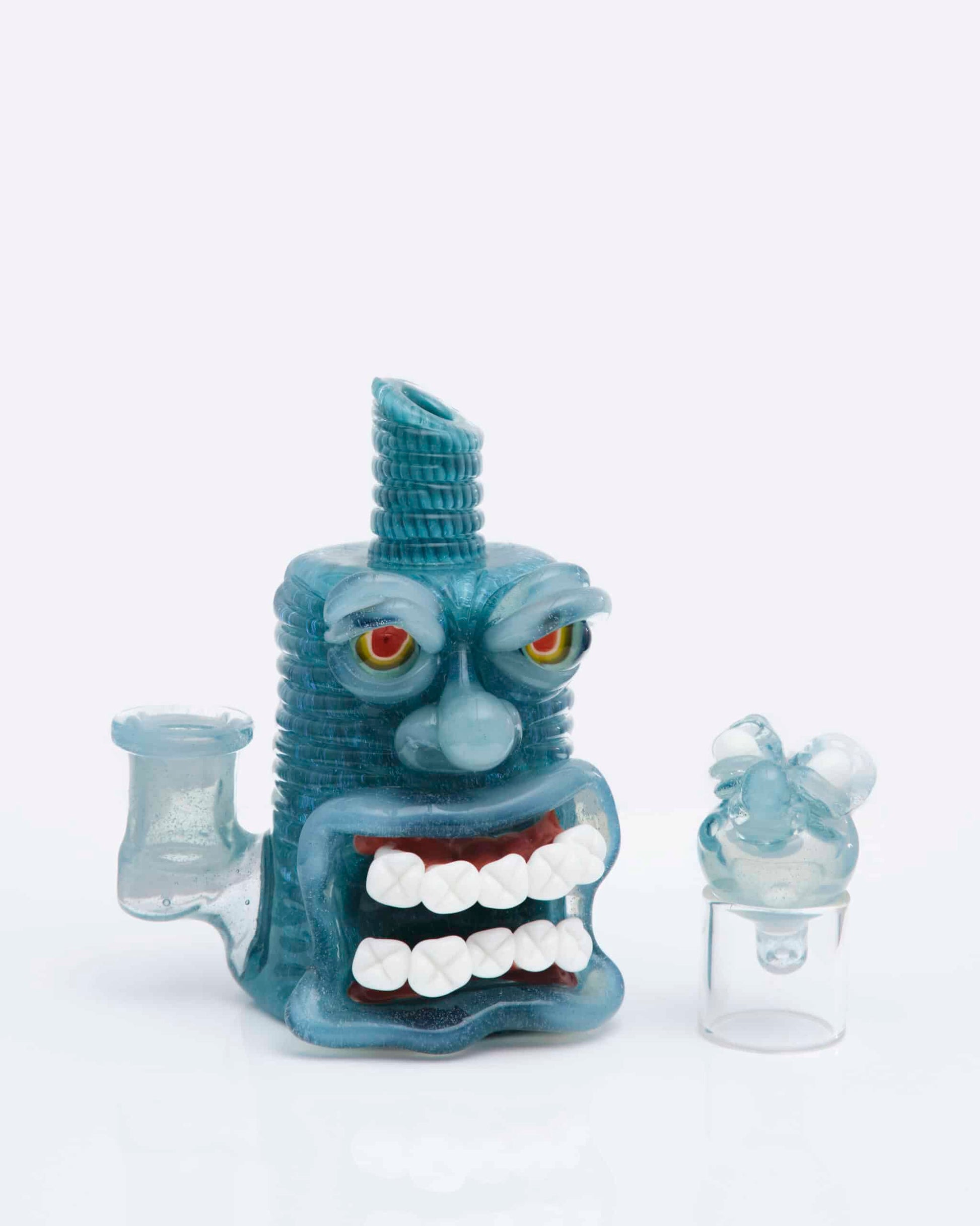 luxurious design of the Emerald Dichro over Aqua Azul & Nimbus Face Rig w/ Matching Carb Cap by FrostysFresh